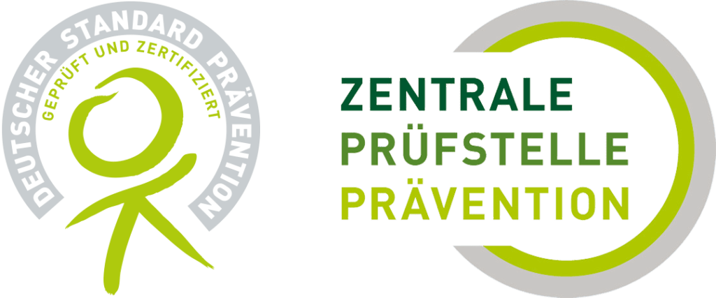 Zeigt die Logos der Zertifizierungen der Zentralen Prüfstelle Prävention und deutscher Standart Prävention