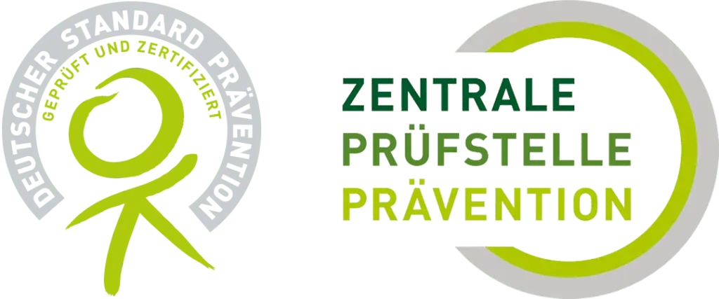 Zeigt die Logos der Zertifizierungen der Zentralen Prüfstelle Prävention und deutscher Standart Prävention