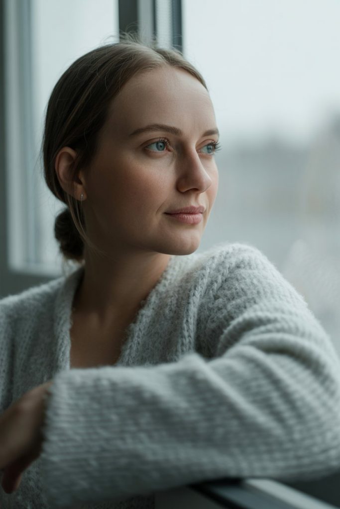 Nachdenkliche Frau, Symbolbild für das Verstehen der eigenen Stressreaktion