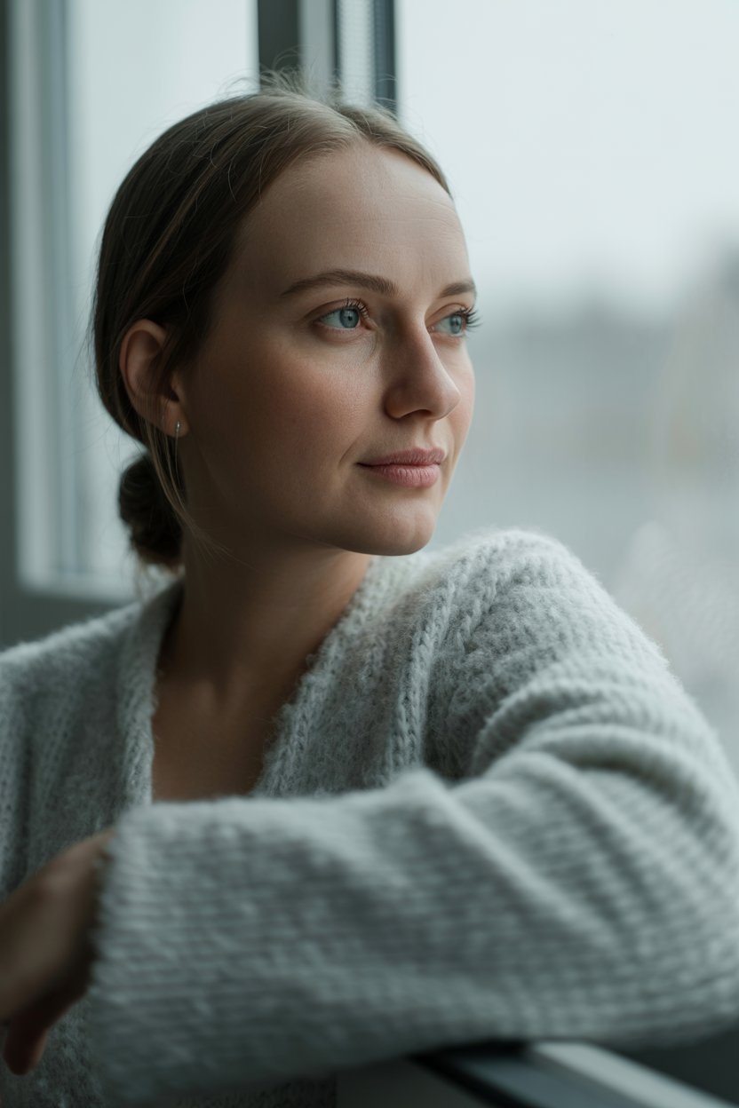 Nachdenkliche Frau, Symbolbild für das Verstehen der eigenen Stressreaktion